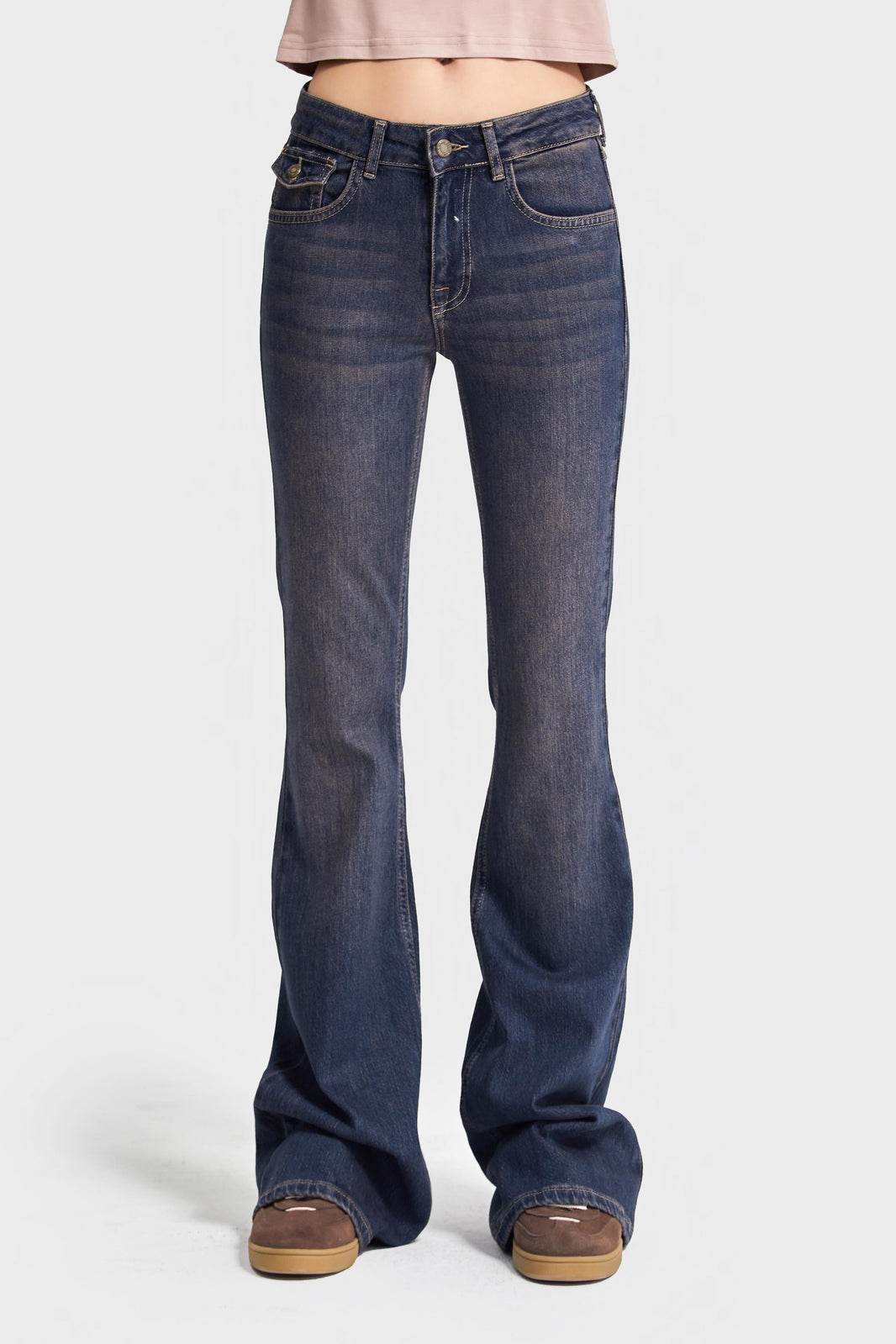 OLIVIA Flare Mid Rise Jeans - Cornflower