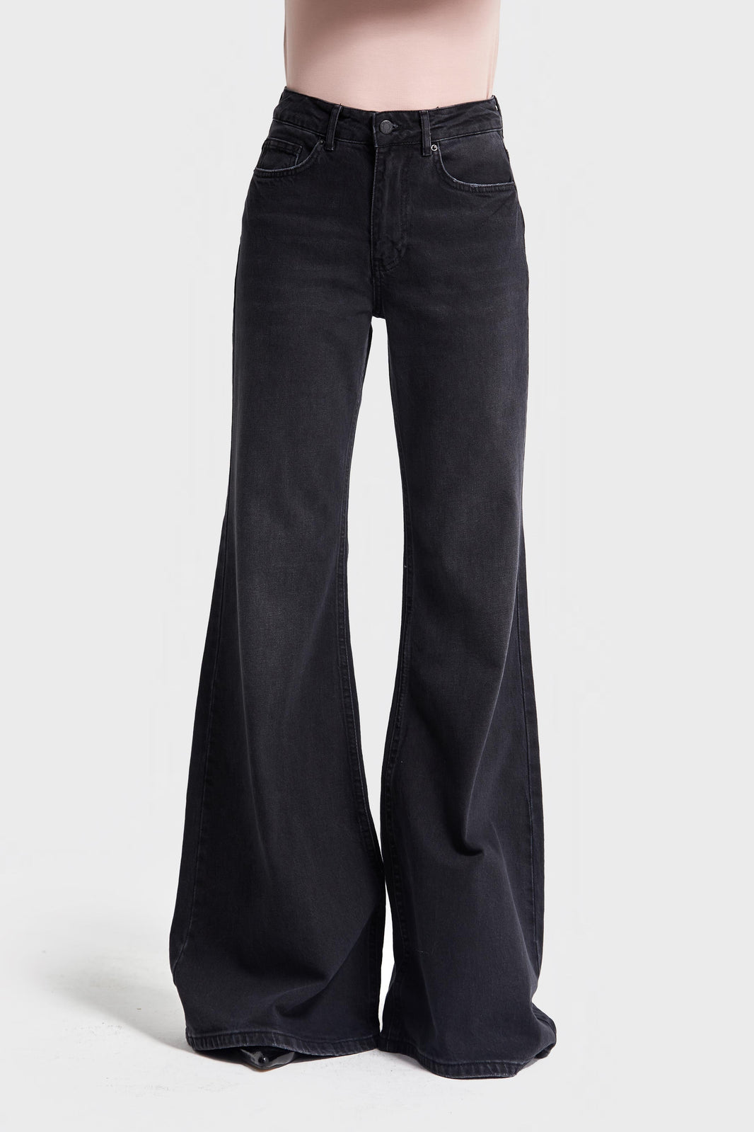 Flare Mid Rise Jeans - SOFT BLACK