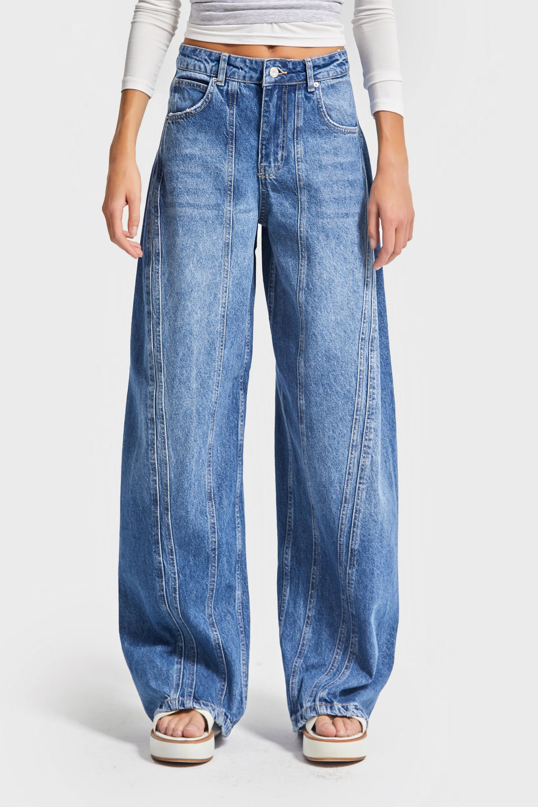 Straight Mid Rise Jeans - Azure