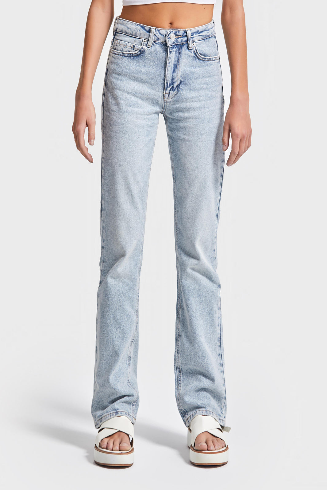Straight High Rise Jeans - Ice
