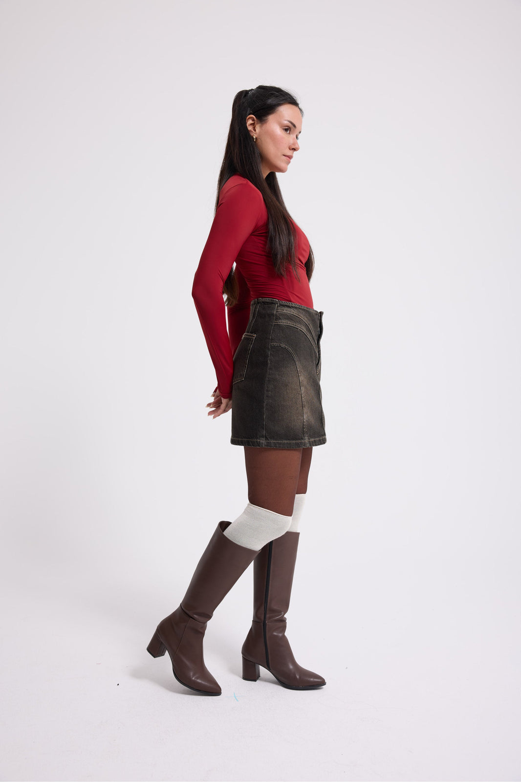 5590 %100 Cotton Slim Fit Skirt