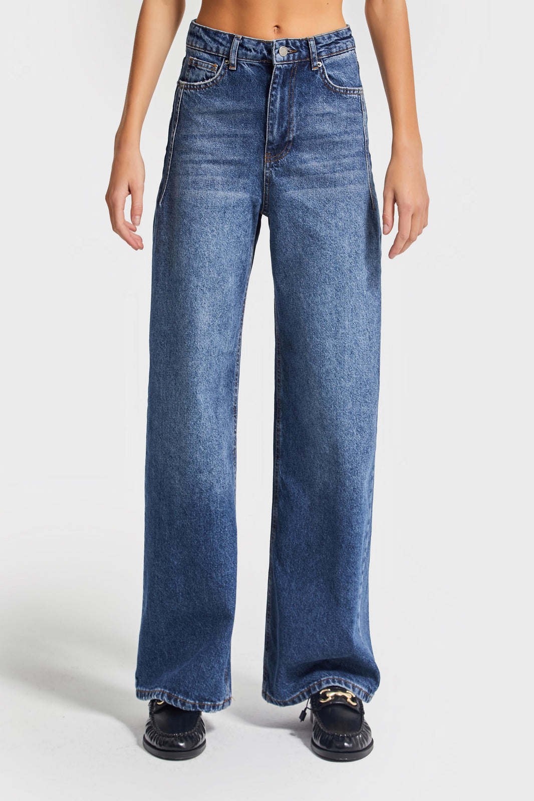 Olea Wide High Rise Jeans - Royal Blue