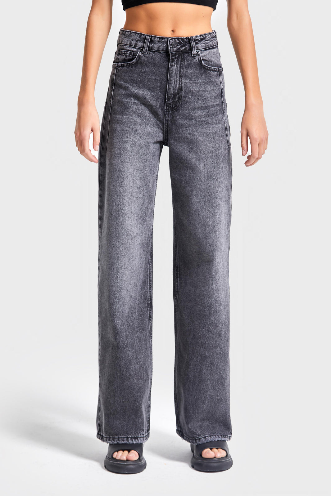 Olea Wide High Rise Jeans - Slate