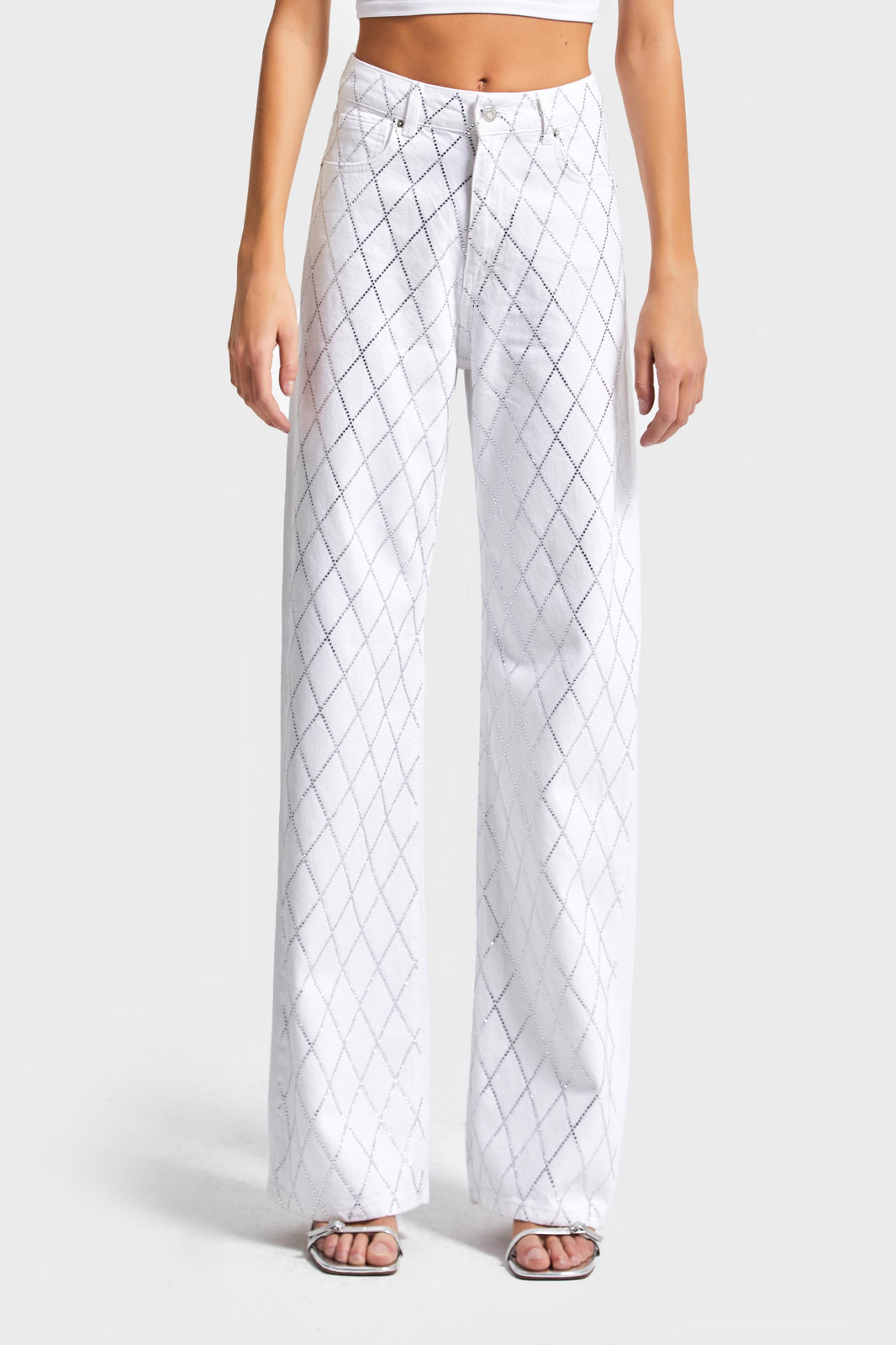 Rhinestone Straight High Rise Jeans