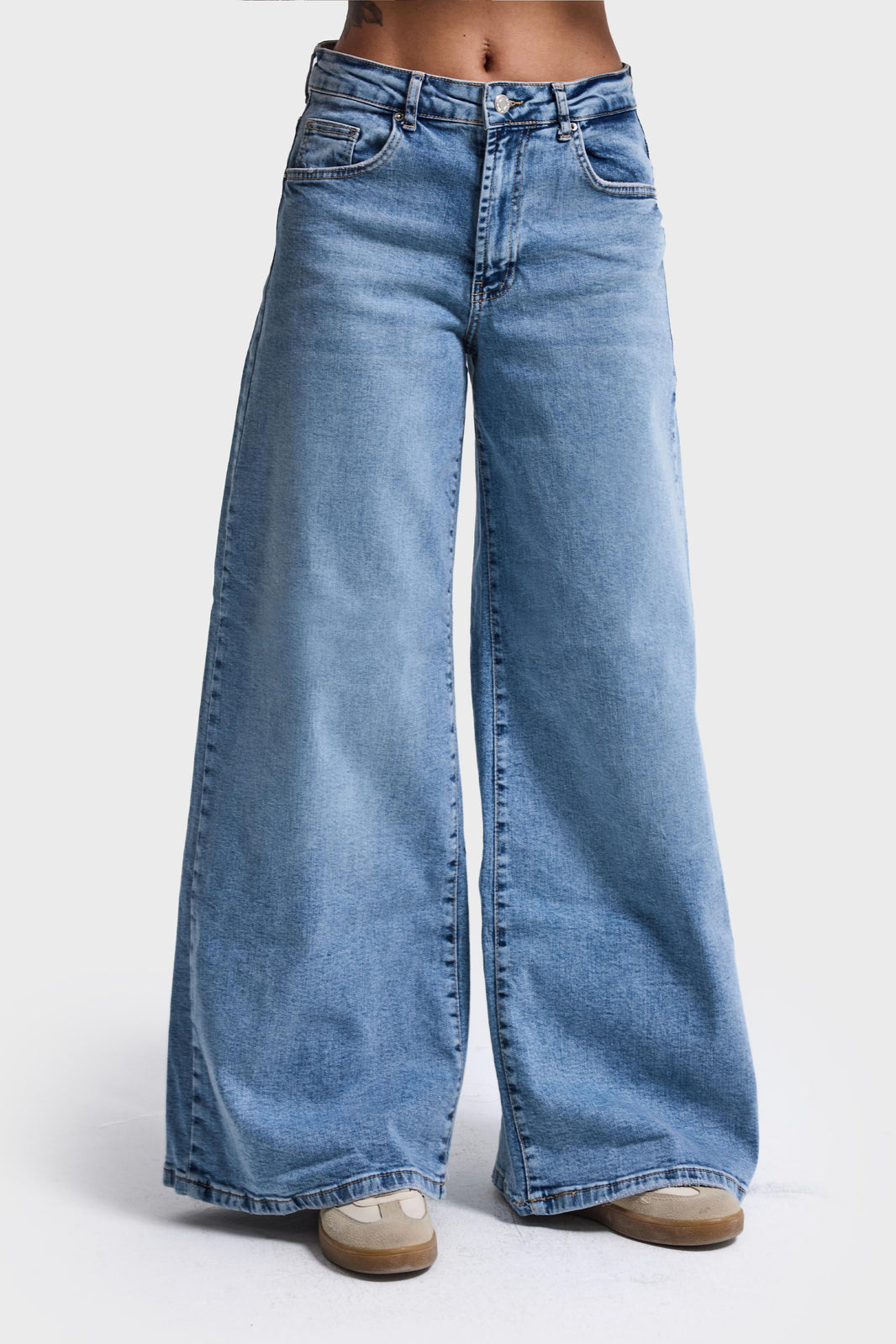 STRETCH PALAZZO MID RISE JEANS