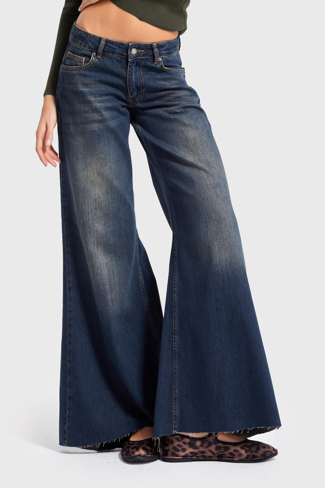 PALAZZO LOW RISE JEANS - DEEP SEA
