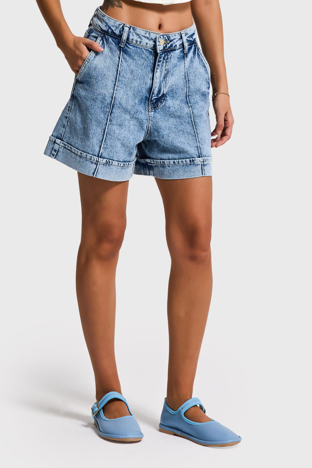 MINI DENIM SHORT - AQUA