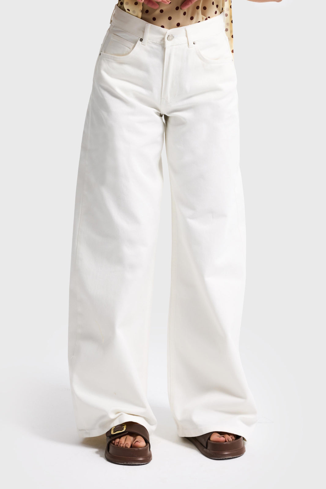 ELENA PALAZZO MID RISE JEANS - OFF WHITE