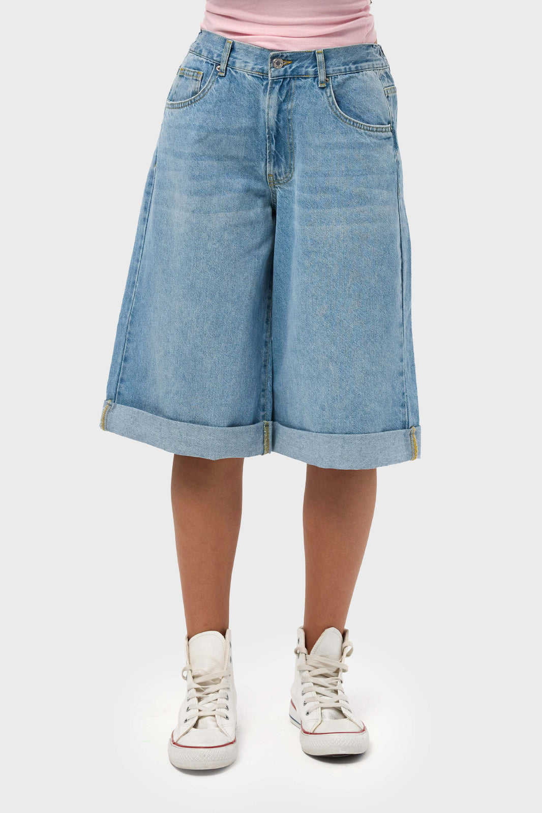 ELASTICATED BERMUDA DENIM SHORT
