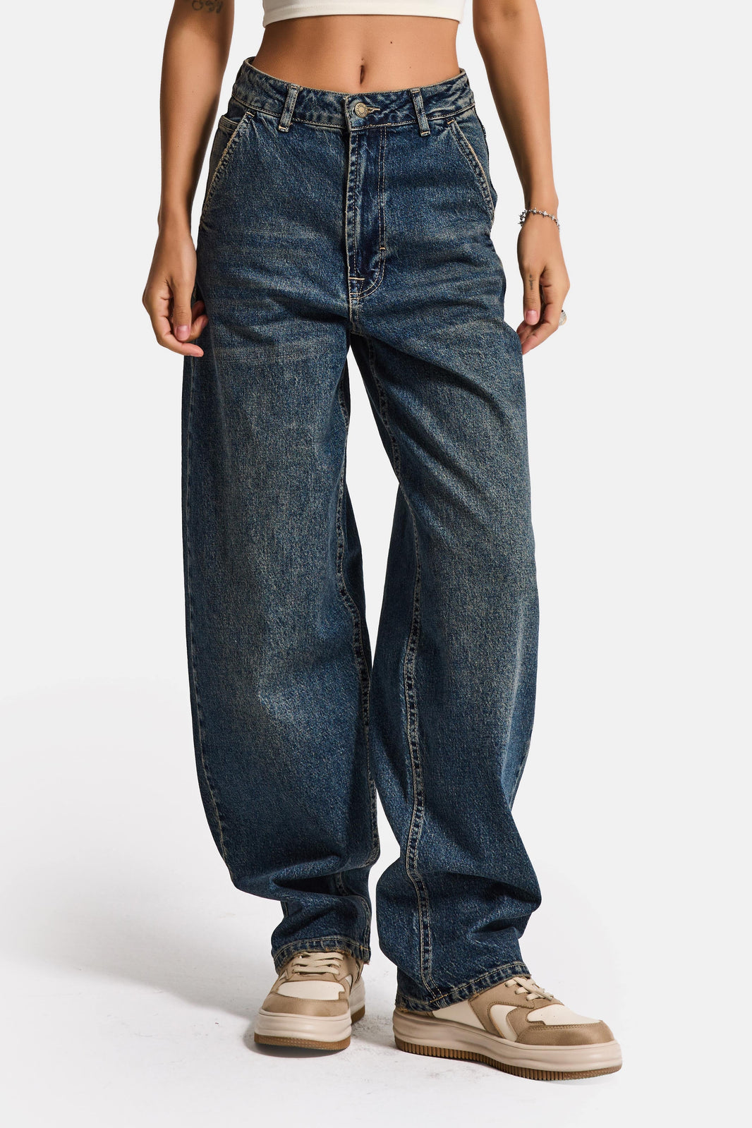 SKATER MID RISE JEANS - CORNFLOWER
