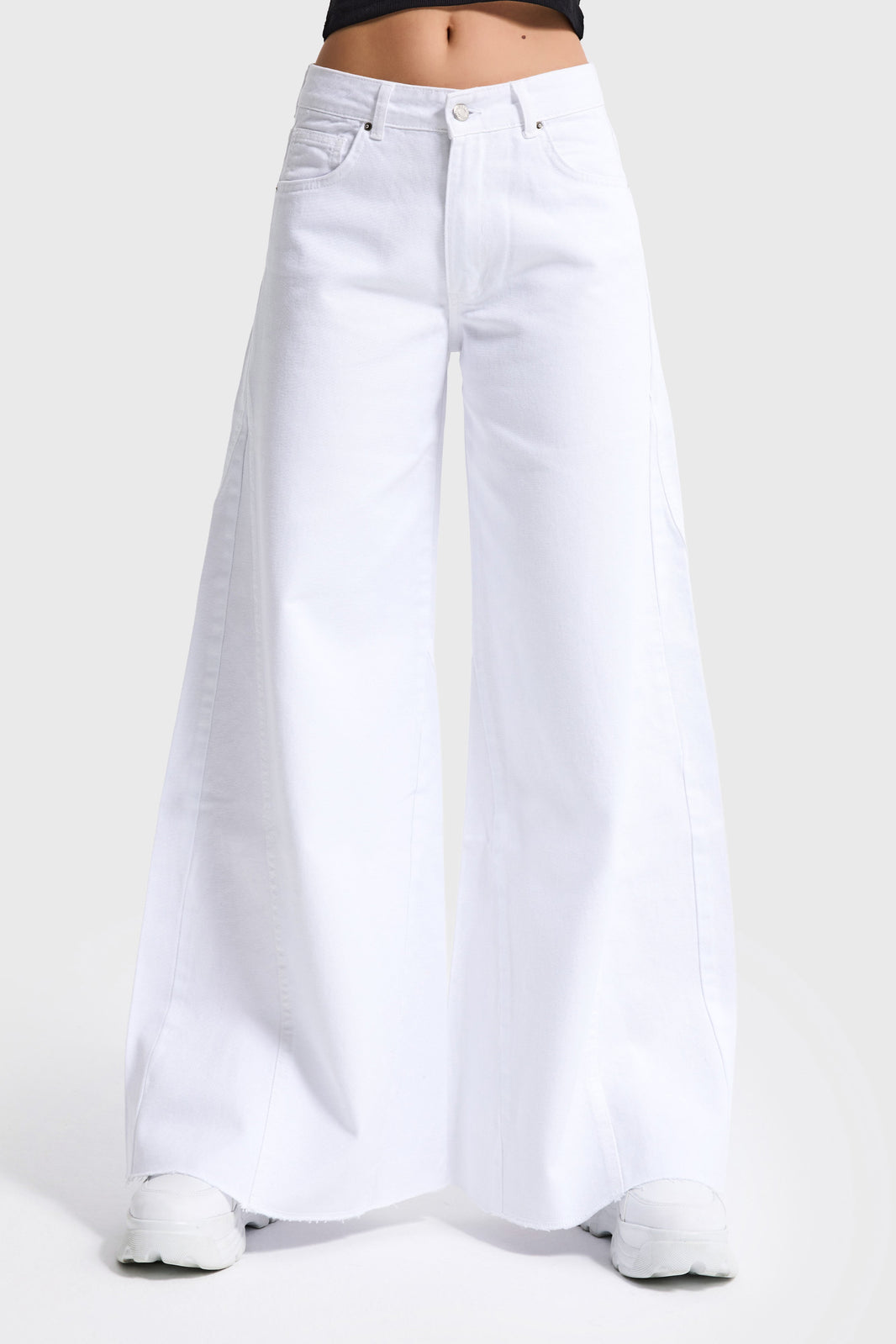 PALAZZO MID RISE JEANS - SNOW