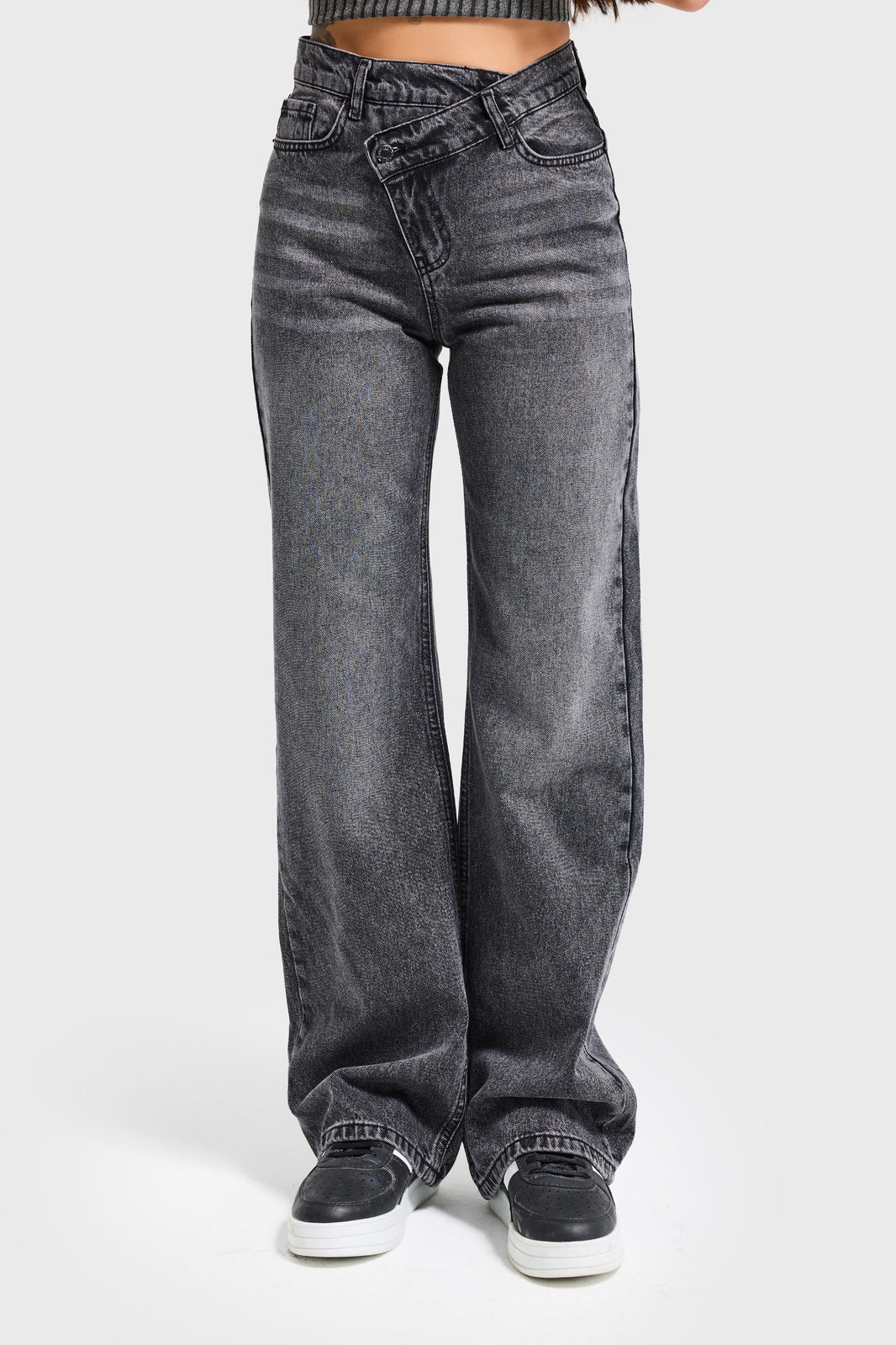 STRAIGHT HIGH RISE JEANS - ASH