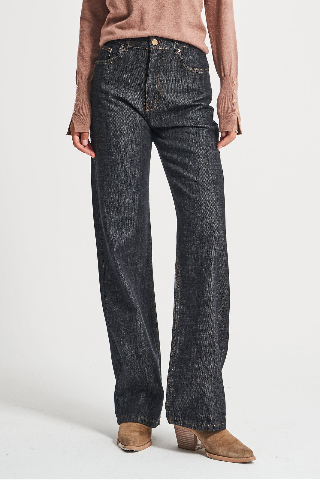 Straight Mid Rise Jeans - Stone