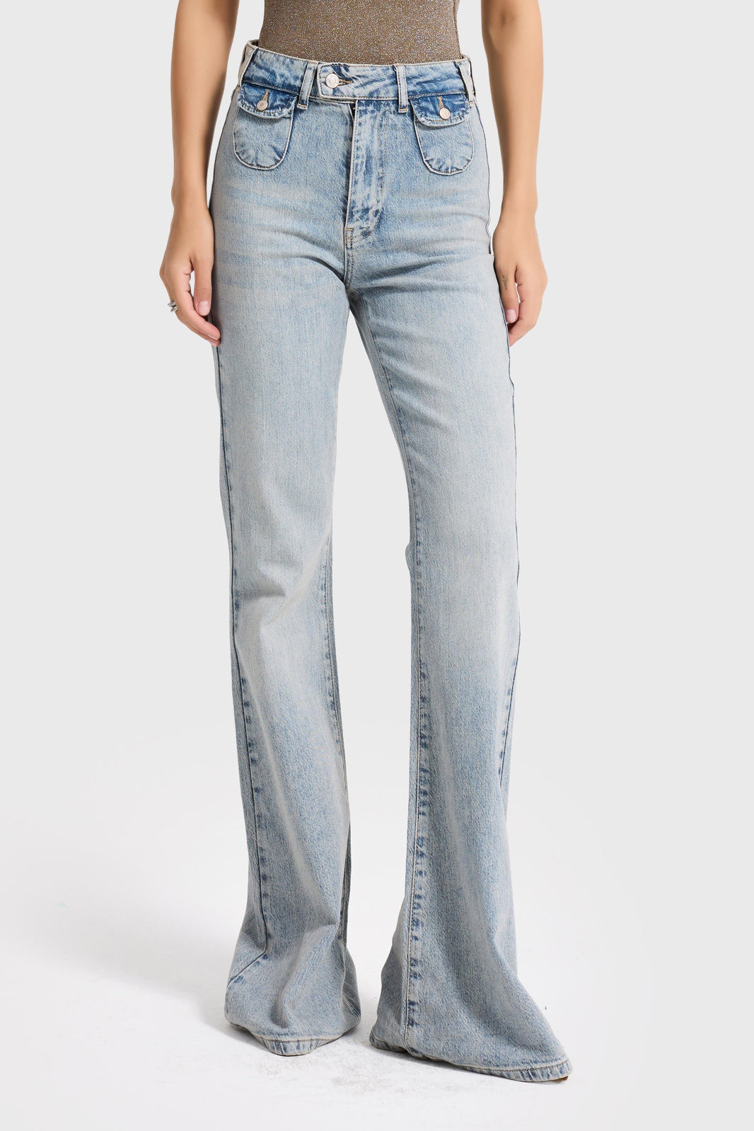 FLARE HIGH RISE JEANS - SKY