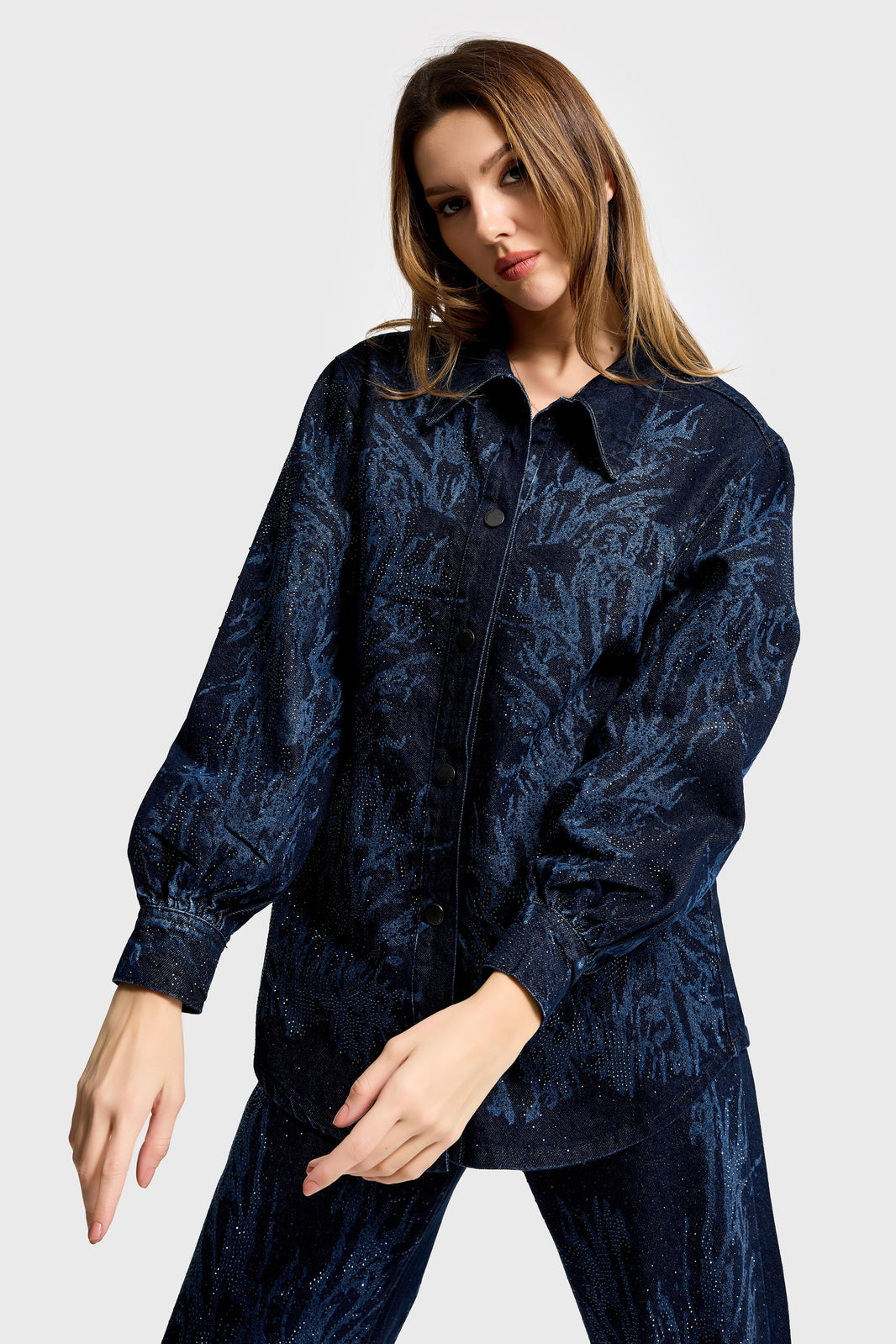 RHINESTONE OVERSIZED DENIM JACKET