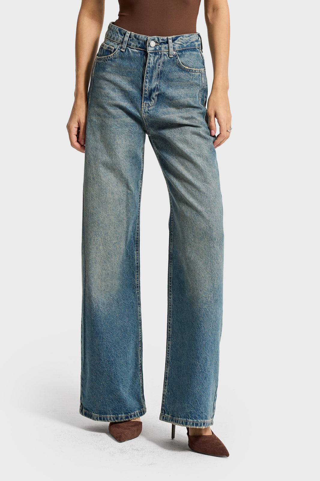 OLEA WIDE HIGH RISE JEANS - CORNFLOWER