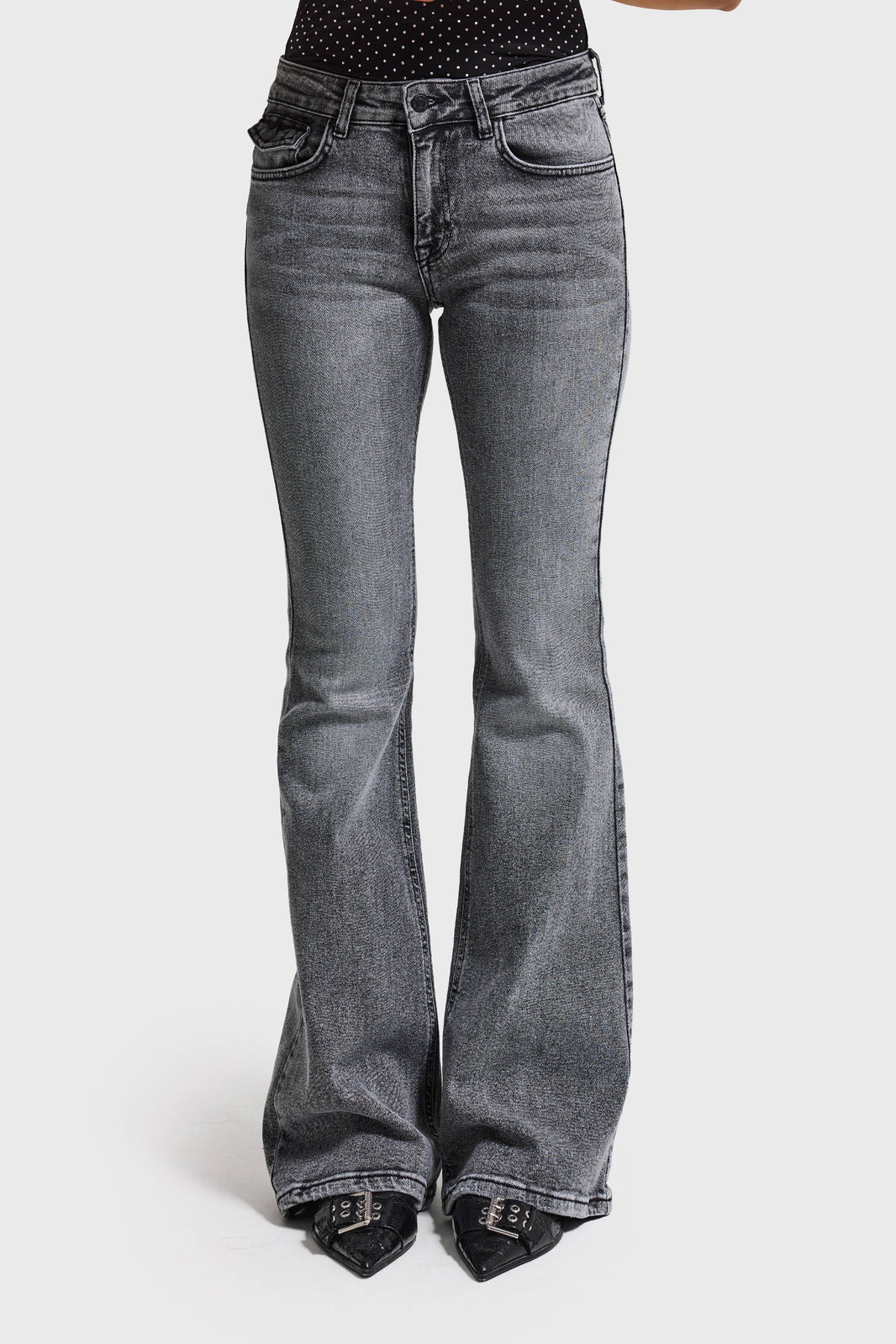 OLIVIA MID RISE FLARE - ASH