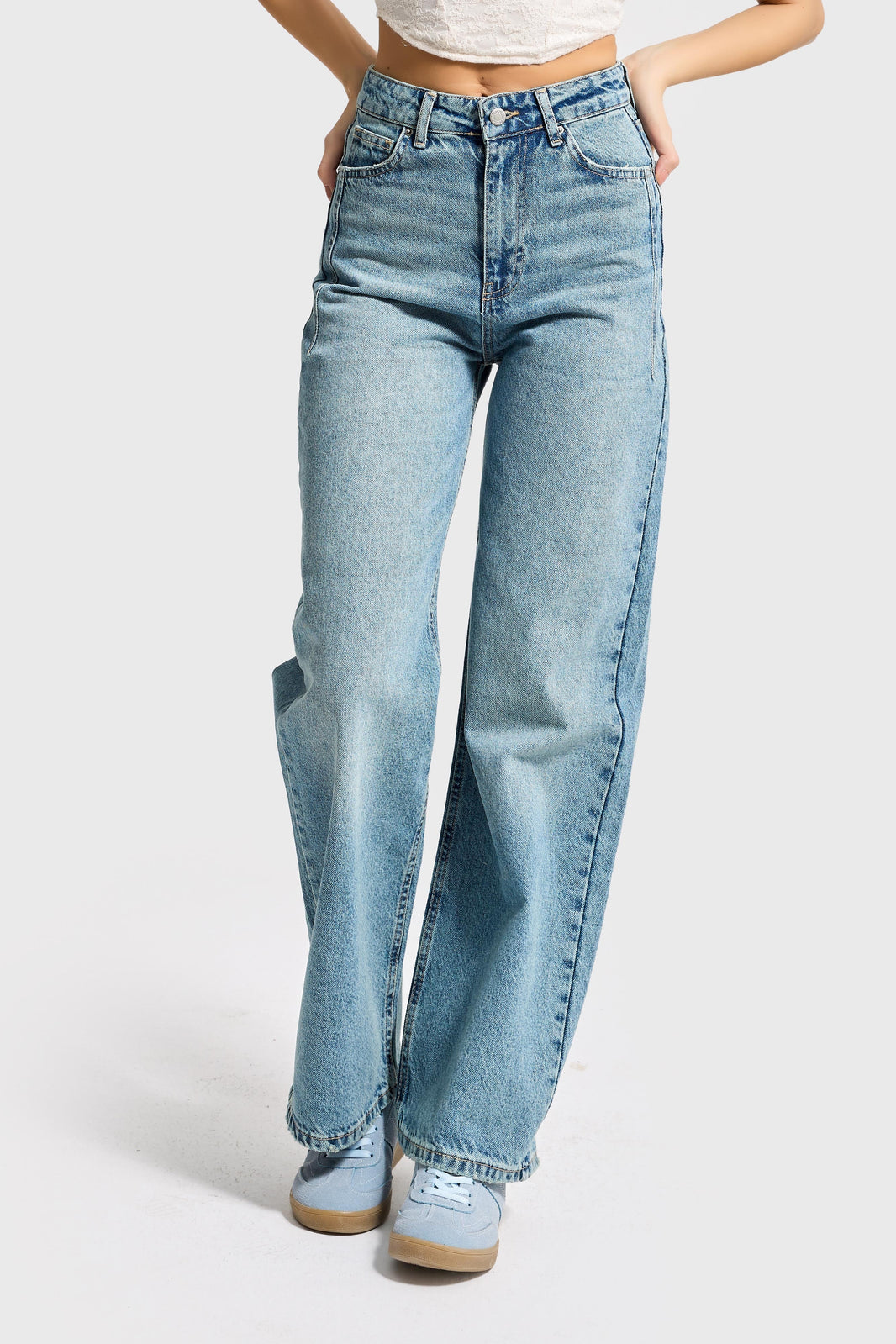 OLEA WIDE HIGH RISE JEANS - BLEACHED
