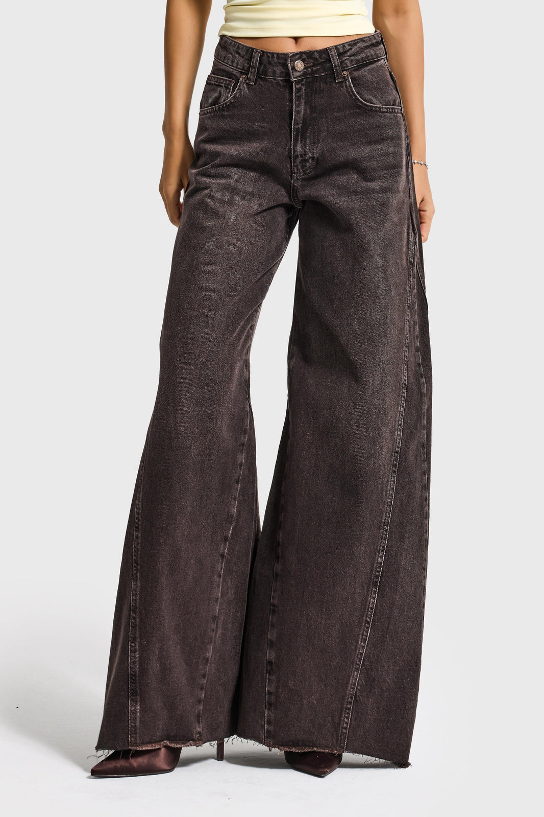 PALAZZO MID RISE JEANS - CHESTNUT