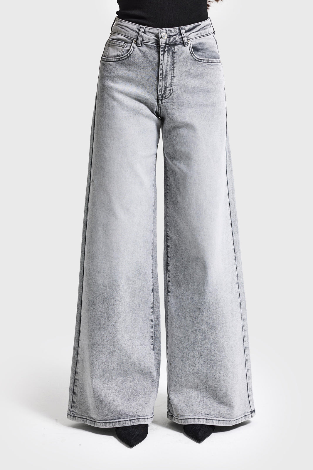Palazzo High Rise Jeans - Ash
