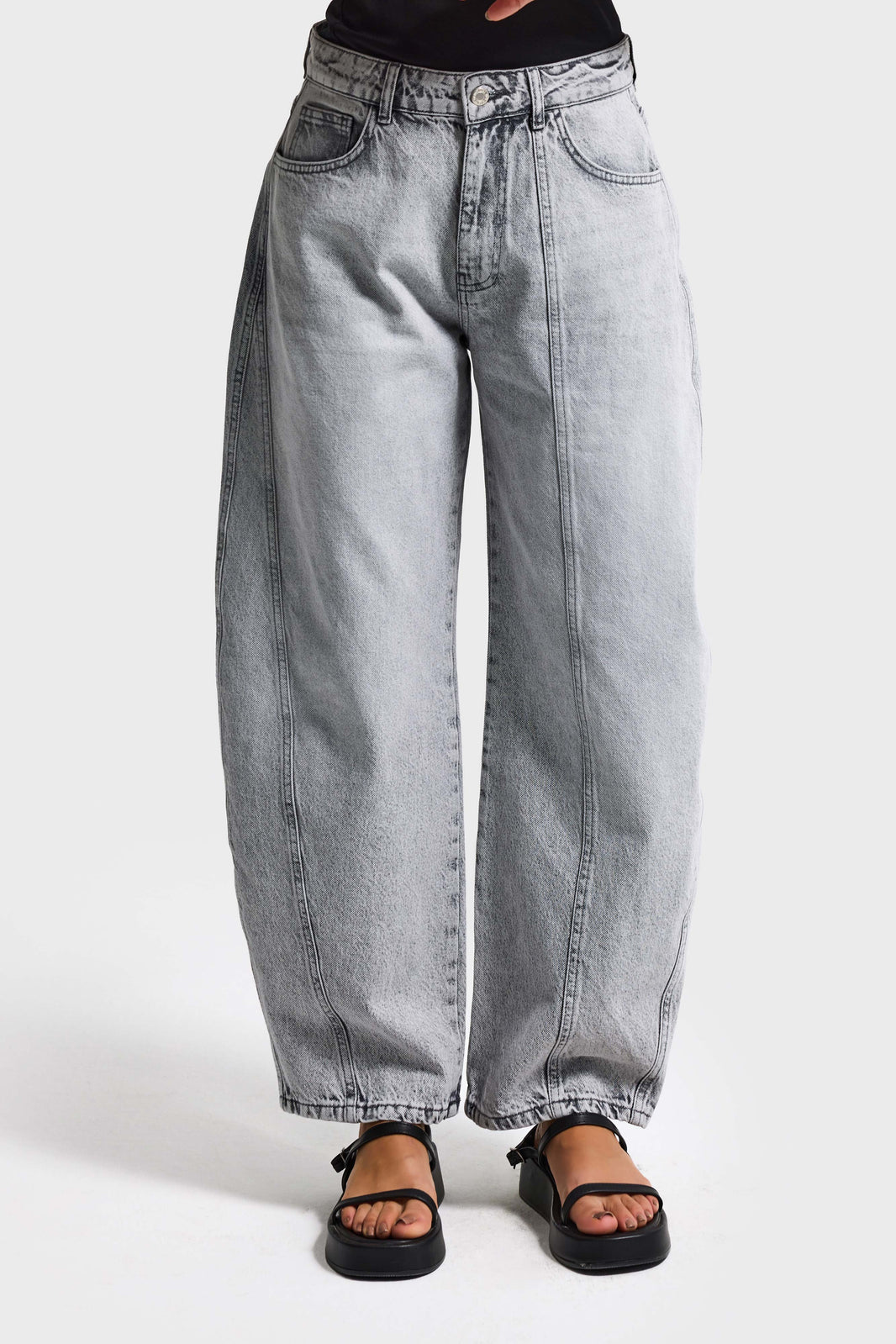 BARREL BALLOON MID RISE JEANS - ASH