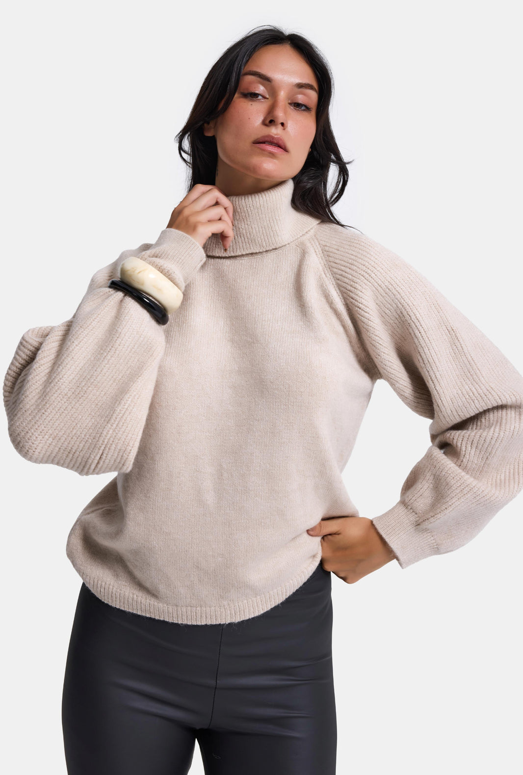 ROLL NECK JUMPER - SAND