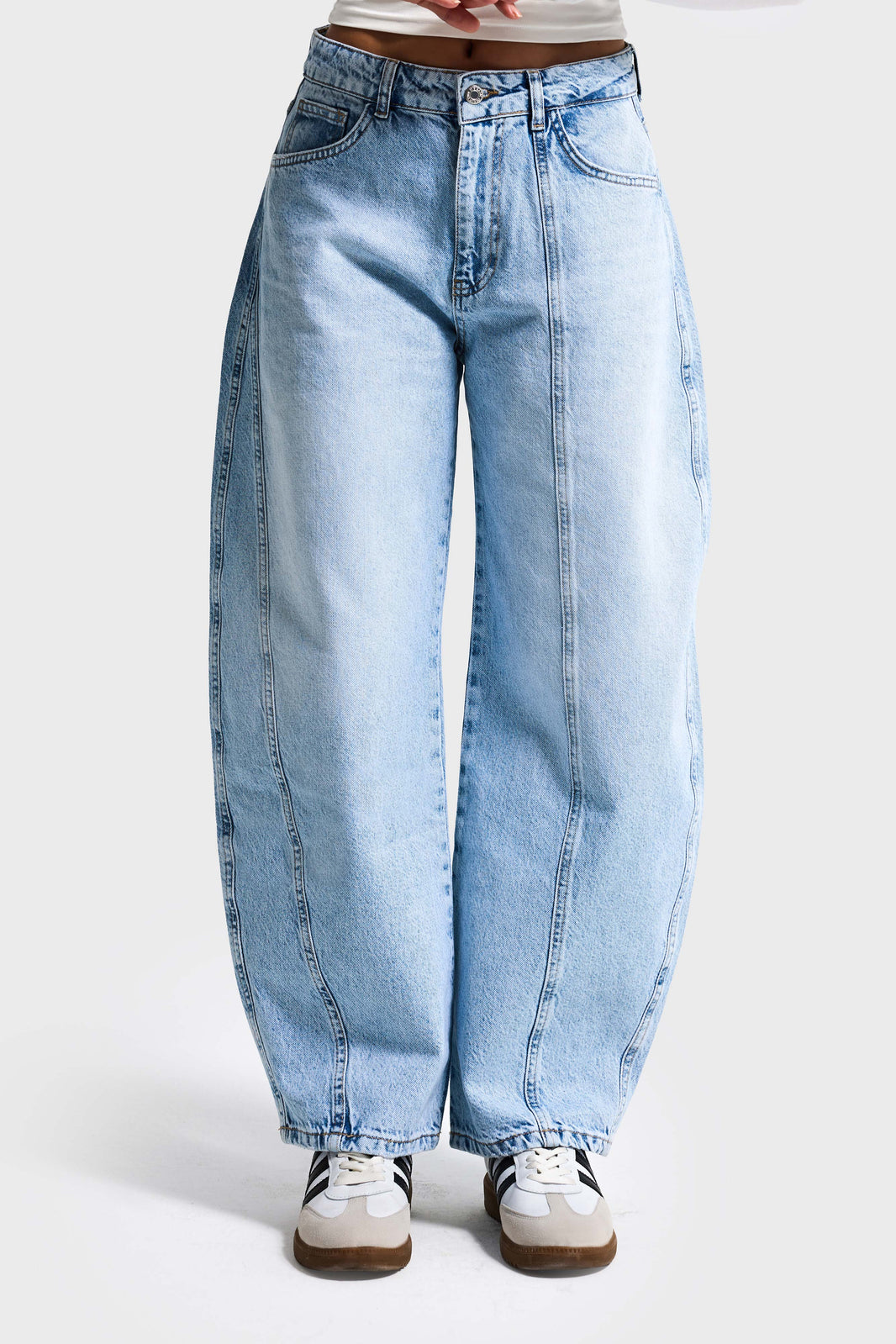 BARREL BALLOON MID RISE JEANS - AQUA