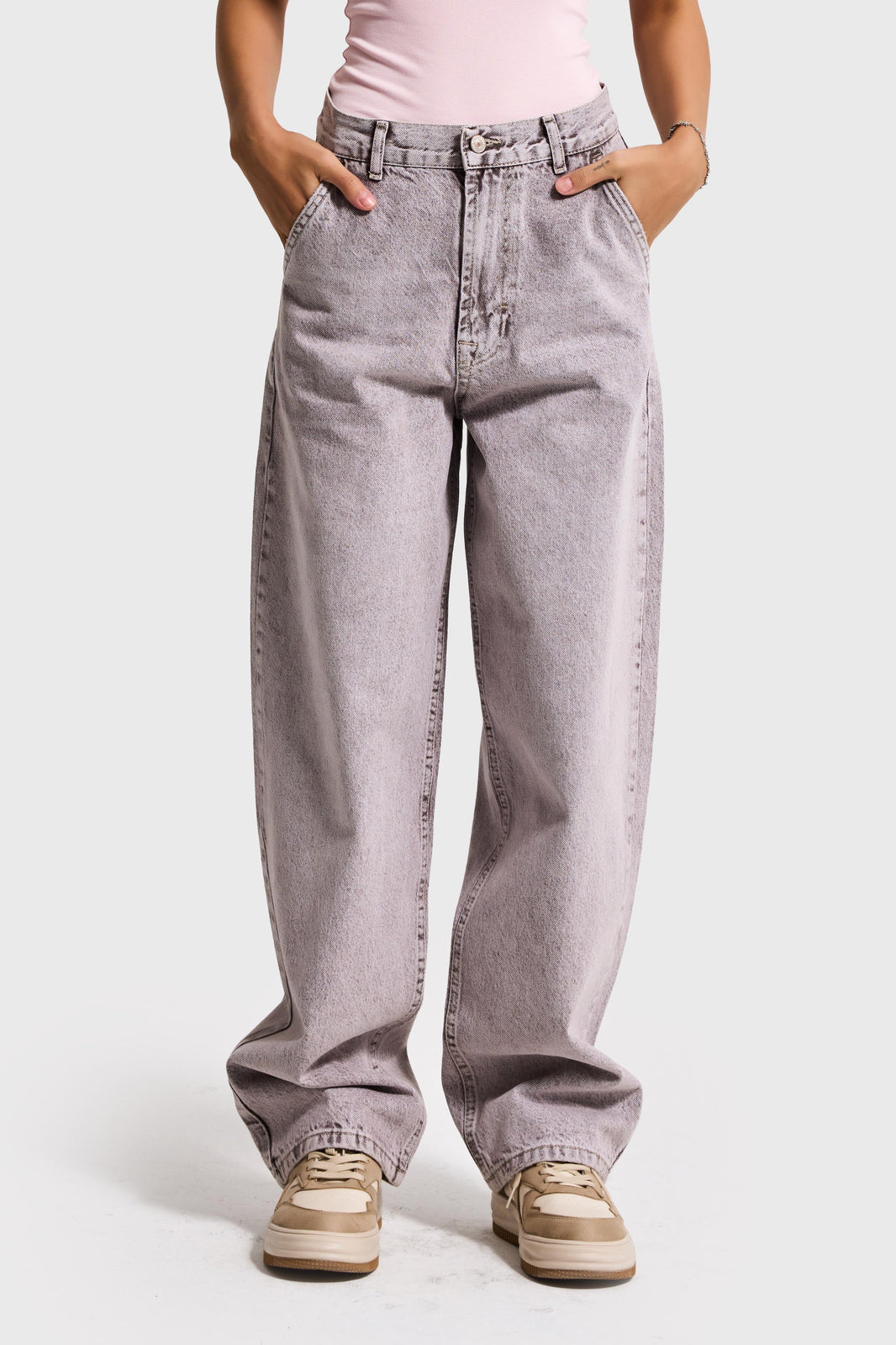 NORA Skater Mid Rise Jeans - Light Gray