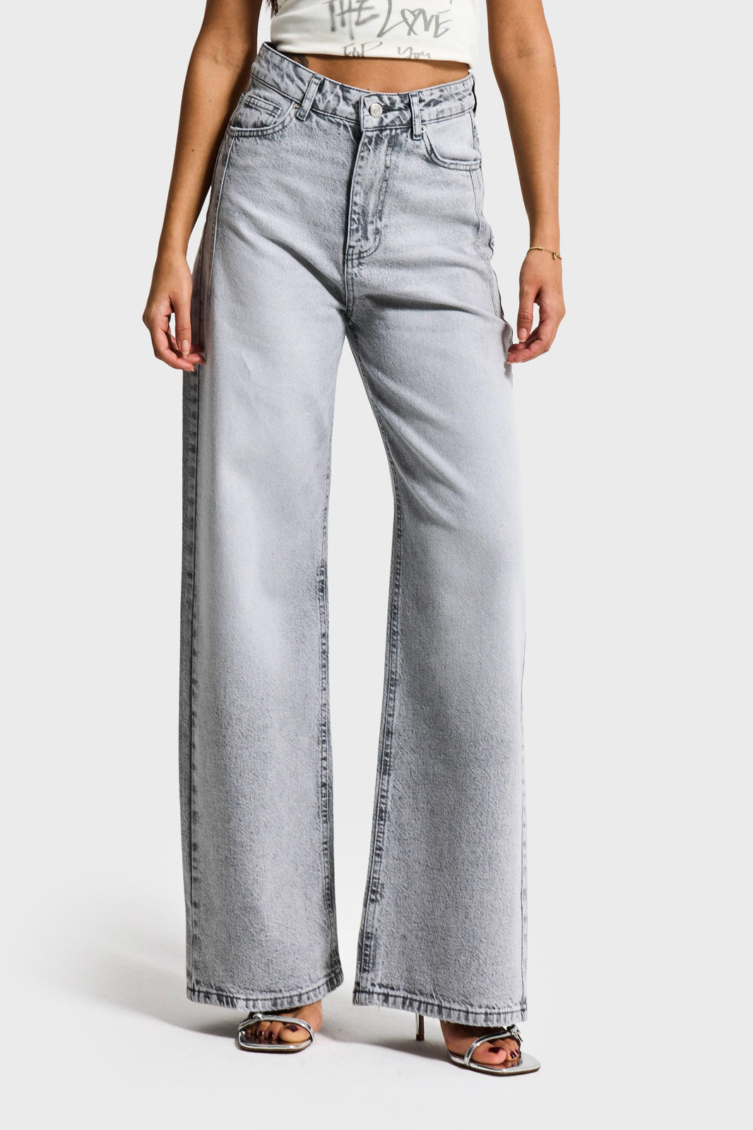 OLEA WIDE HIGH RISE JEANS - GRAY