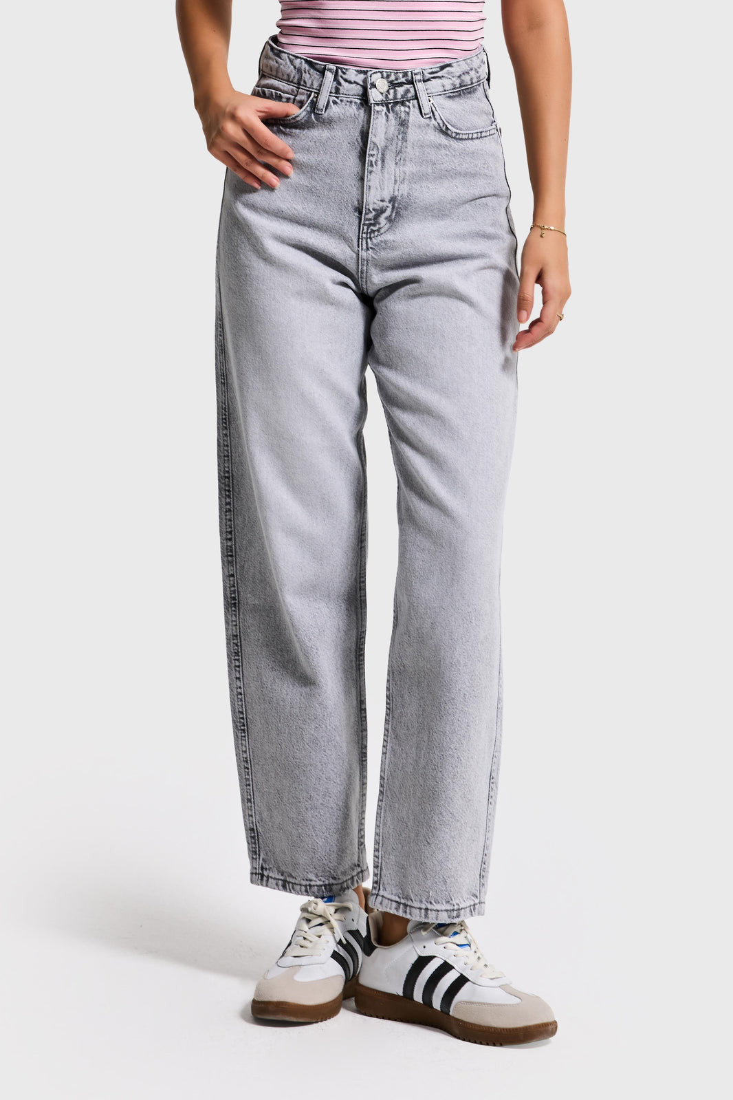 JUNE RELAXED MID RISE JEANS -  GRAY