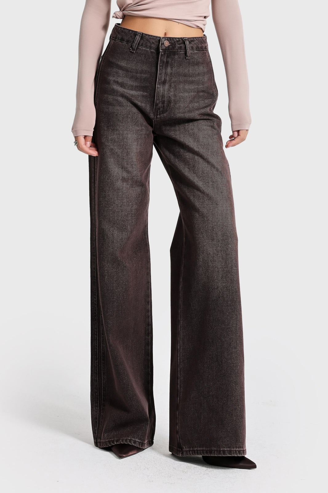 LOOSE HIGH RISE JEANS - COFFEE
